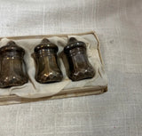 Collection of Sterling Silver Patina Small Salt Shakers With Tray- Set of 6