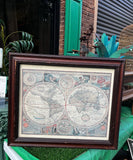 Vintage World Map in a Wooden Frame