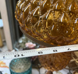 Fenton Amber Glass Hurricane Lamp on Marble Square Base