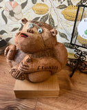 Wooden Carved Monkey Figure Sculpture From Ecuador