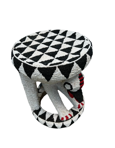 Hand Beaded African Style Decorative Stool