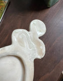 Small Ceramic Pink and White Figurine of Woman in Apron