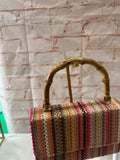 Small Colorful Boho Hand Bag With Bamboo Handle