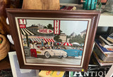 Vintage Painting of the Varsity With Classic Cars, Framed