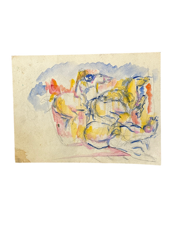Equestrian Watercolor Painting of Fallen Horse