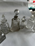 Vintage Collection of Miniature Glass Perfume Bottles With Silver Accents- Set of 6