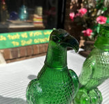 Pair of Green Glass Eagle Decanters