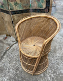 Rattan Wicker Collection Pair of Chairs and Matching Table White Glove Trio