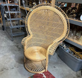 Large Vintage Boho Chic Sturdy Wicker Intricate Peacock Chair