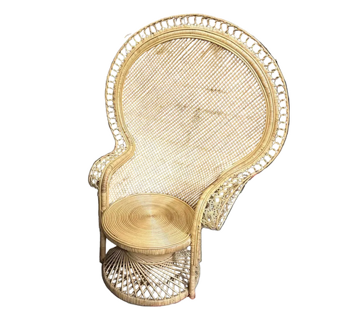Large Vintage Boho Chic Sturdy Wicker Intricate Peacock Chair