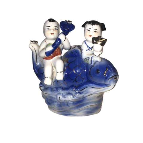 1970s Blue and White Chinoiserie Sculpture - FREE SHIPPING!