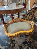 Regal Gold Wooden Bench With Velvet Seating