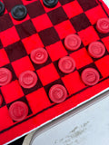 Felt Red and Black Checkers Set- 25 Pieces Total