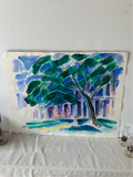 Abstract Watercolor Painting of Tree, Unframed