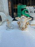 Pair of Gold and White Ceramic Vases