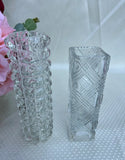 Pair of Etched Glass Tall Skinny Vases