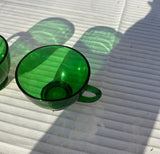 Emerald Green Glass Pair of Mugs for Punch or Coffee
