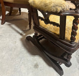 Vintage Faux Fur Barley Twist Rocking Chair