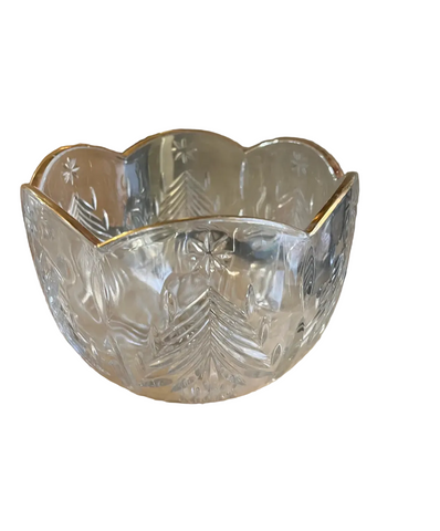 Small Crystal Catchall With Gold Rim Accents