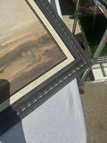 Framed Black Horse on Mountain Top Print on Canvas, Signed by the Artist