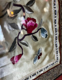 Hand Embroidered Vintage Asian Style Silk Artwork, Framed
