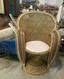 Petite Vintage Wicker Peacock Chair and Cushion