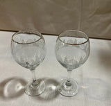 Pair of Gold Rimmed Christmas Themed Wine Glasses