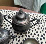 Vintage Patina Silver Tea Set- 9 Pieces Total