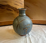 Vintage Blue Asian Abstract Pottery Vase