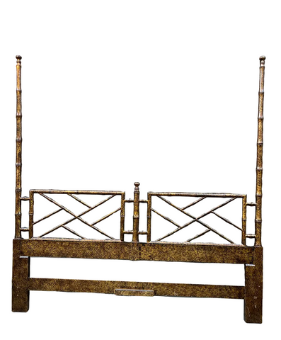 1970s Large Bamboo Headboard With Gold Accents