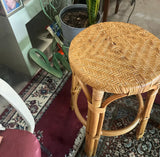 Pair of Boho Woven Wicker Bar Stools