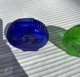 Pair of Small Glass Eagle Jars, Blue and Green