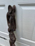 Vintage Hand Carved Figurative African Sculptural Walking Stick