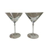 Pair of Simple Detailed Stemmed Martini Glasses
