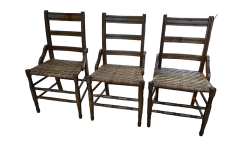 Collection of Short Wooden Ladder Back Chairs- Set of 3