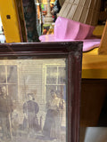 Vintage Black and White Print of Family in Wooden Frame
