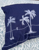 Charleston, Sc Navy Blue Pillow With Embroidered Palm Trees