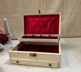 1970s Red Lined Jewelry Box With Compartments and Latch