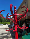Red Wooden Vintage Hat/Coat Rack, Slight Condition Issue