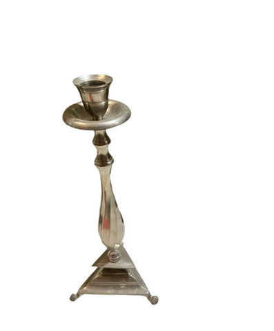 Silver Geometric Tall Standing Candleholder