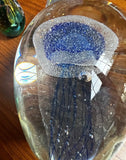 Trio of Blue Glass Vintage Paperweights