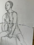 Vintage Ripped Expressionism Drawing of a Male Model