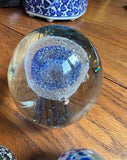 Trio of Blue Glass Vintage Paperweights
