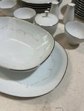 Collection of Noritake Silver Rimmed Plates and Serving Pieces- Set of 24