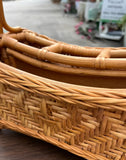 Hand Woven Wicker and Bamboo Desk Organizing Basket