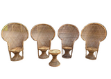 Collection of Peacock Chairs With Matching Side Table