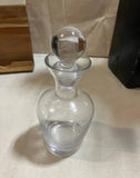Mid-Century Glass Decanter With Stopper and Etched Bird Details