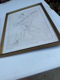 Pair of Black and White African Drawings, Framed
