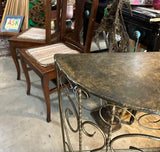 Vintage Metal Demilune Detailed Console Table