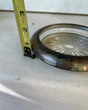 Large Etched Glass and Silver Ashtray